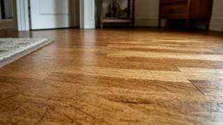 Вместо ламината положил на пол «черновой» материал — на вид даже "богаче" паркета: показываем, что получилось