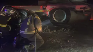 На трассе М-7 в Собинском районе загорелся грузовик