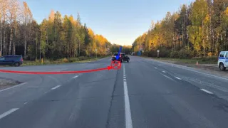 На трассе в Коми Mitsubishi столкнулся с Lada Kalina