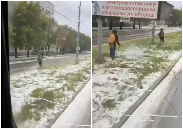 «Зимнее озеленение»: в Магнитогорске объяснили космическую стрижку травы под снегом