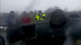 На Северной окружной перевернулся легковой автомобиль