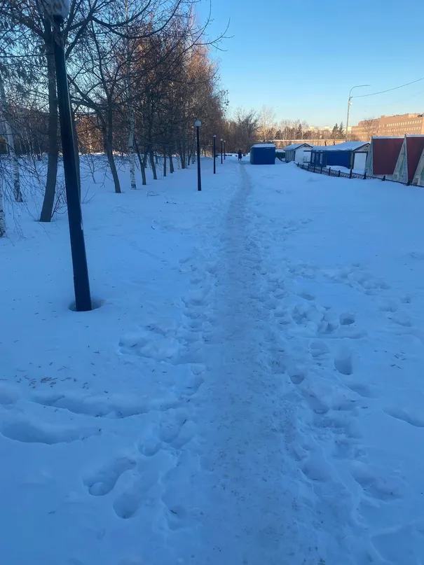 Дорожки не почищены от снега, баки полны мусора