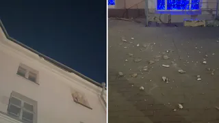 Хорошо, что не на голову: у дома на Первомайском проспекте отвалился карниз