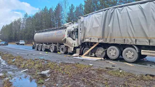 На челябинской трассе М-5 столкнулись три большегруза, один человек погиб