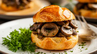 Пришла моя очередь показать праздничный стол: профитроли с лесными грибами - специально для Огненной Лошади