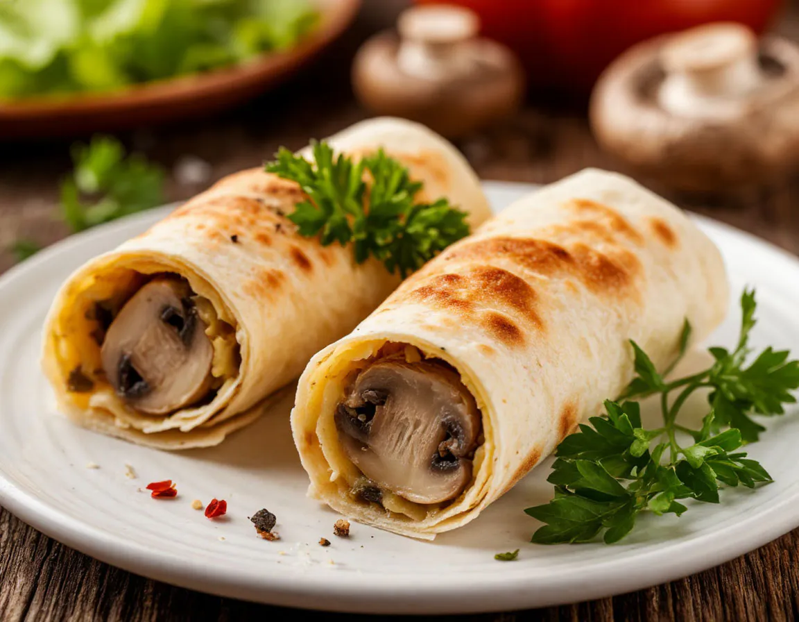 Тёплый ролл из лаваша с грибами и двум видами сыра — невероятно вкусный итальянский завтрак за 15 минут