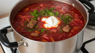 Как варят реальный борщ, а не суп со свеклой: нашла рецепт в книге 1952 года. Есть 2 тонкости: от них зависит вкус и рубиновый цвет