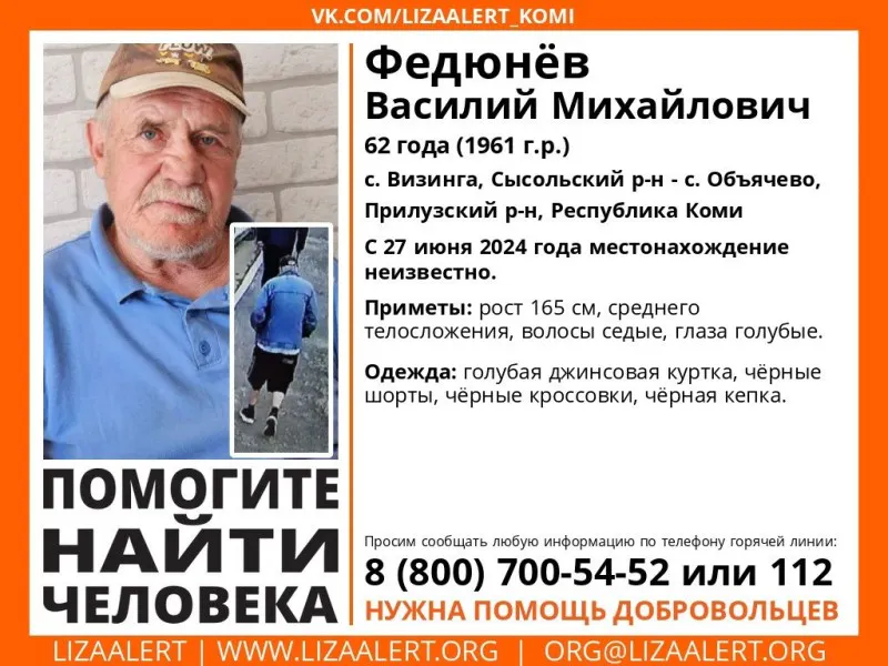 В Коми волонтеры разыскивают пропавшего 62-летнего мужчину
