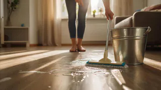 1 ложка на ведро воды – и полы можно не мыть неделями: поверхности блестят, как зеркало