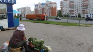 В Чебоксарах женщины продавали овощи и цветы, используя доски с мусорных баков