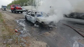 В Ковровском районе на трассе М-7 сгорел легковой автомобиль