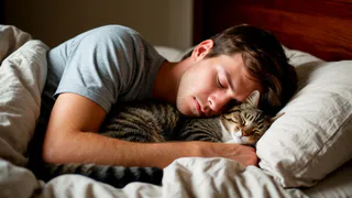 Будьте осторожны, если ваша кошка спит в таком положении вместе с вами