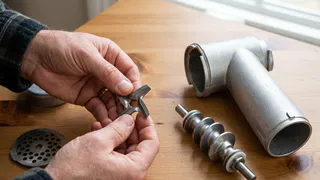 Затачиваю в доме ножи мясорубки старым советским способом: беру гайку и 1 предмет - лезвие острее бритвы