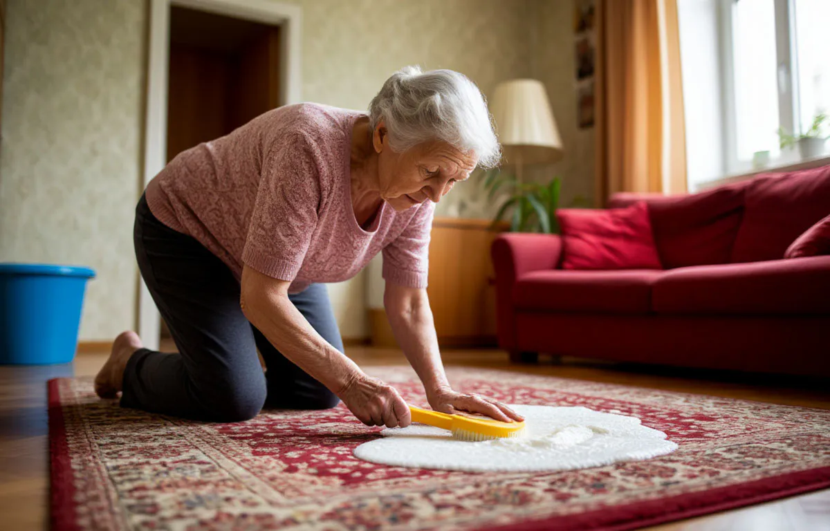 85-летняя бабушка никогда не выбивает ковер, но он идеально чистый. Секрет — в двух простых ингредиентах с кухни