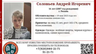 В Рязани разыскивают 15-летнего Андрея Соловьева