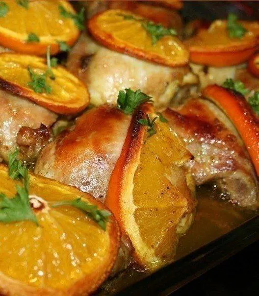 Необычная, но очень вкусная курочка с апельсинами!