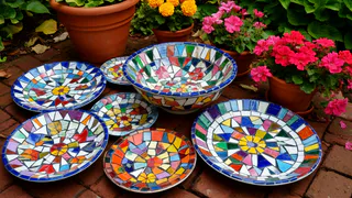 Разбитые тарелки не выбрасываю: собираю из осколков яркую мозаику для цветочных горшков