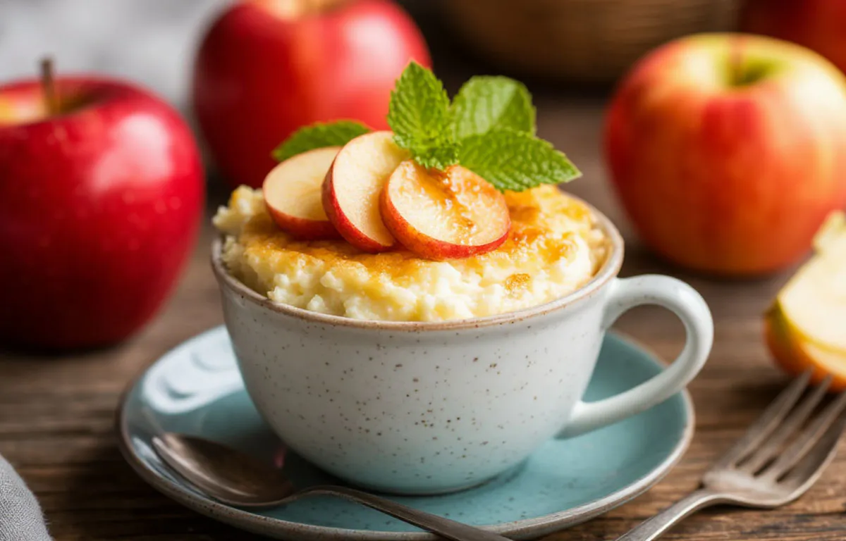 Нежный творожно-яблочный чизкейк в кружке: всего пару минут в микроволновки, без муки и без лишних калорий