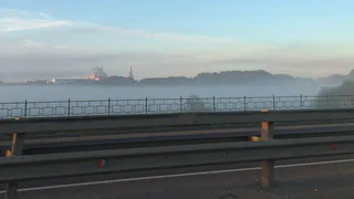 Рязань в тумане - на Северной окружной не видно осевого ограждения