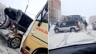 Перпендикулярно: на Новоселов автобус врезался в автомобиль