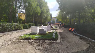 В Рязани благоустраивают сквер у КДЦ "Октябрь"