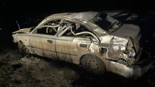 В Сапожковском районе водитель погиб после опрокидывания Hyundai