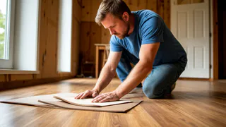 Финский способ идеально ровно вырезать линолеум и ковровое покрытие по углам и вокруг труб: вся хитрость в бумаге, карандаше и малярке 