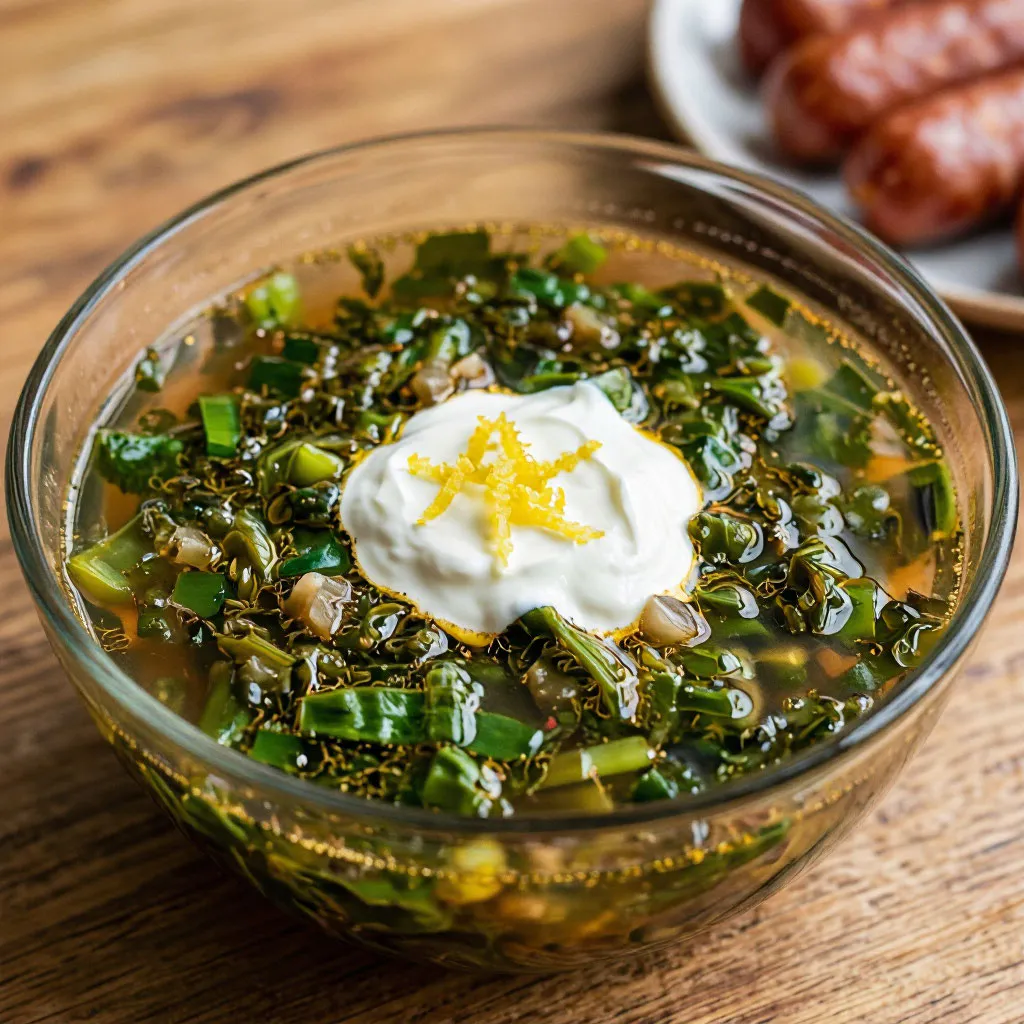Все лето готовлю этот зеленый суп: вкусный способ съесть много зелени и молодой капусты — подаю с чесночной сметаной