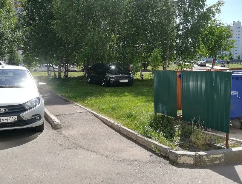 Припарковался на газоне: нижнекамцы просят привлечь водителя к ответственности