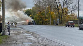 В Рязани на Окружной сгорел грузовой автомобиль