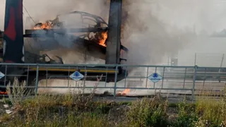 На трассе М-7 в Петушинском районе ночью сгорел легковой автомобиль