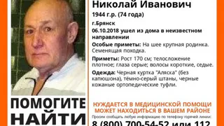 В Брянске продолжаются поиски 74-летнего Николая Гришина