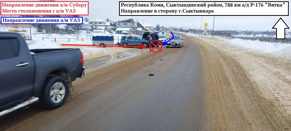 В Сыктывдинском районе столкнулись Subaru и УАЗ: есть пострадавшие