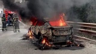 Утром вблизи Вязников загорелась машина