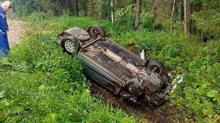 В Коми Volkswagen опрокинулся в кювете, водитель скончался в машине скорой