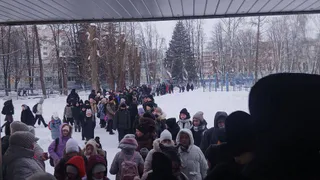 Родители возмущены: дети полчаса мёрзли на морозе в очереди у лицея № 14 Нижнекамска