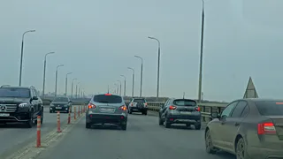 Из-за перекрытия Окского проезда на Солотчинском мосту возникла пробка