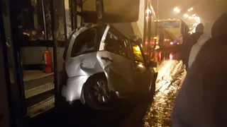 В Нижнекамске два автобуса зажали «Калину»