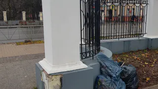 На входе в Наташин парк в Рязани рушится отделка новой ограды