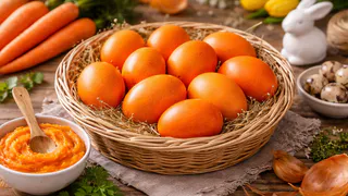 Яйца будут ярче  апельсина и без всякой "химии": вот как крашу их на пасху — простой отвар из листьев — куркума в пролете