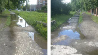 На Мервинской жители с трудом преодолевают полосу препятствий из ям, луж и грязи