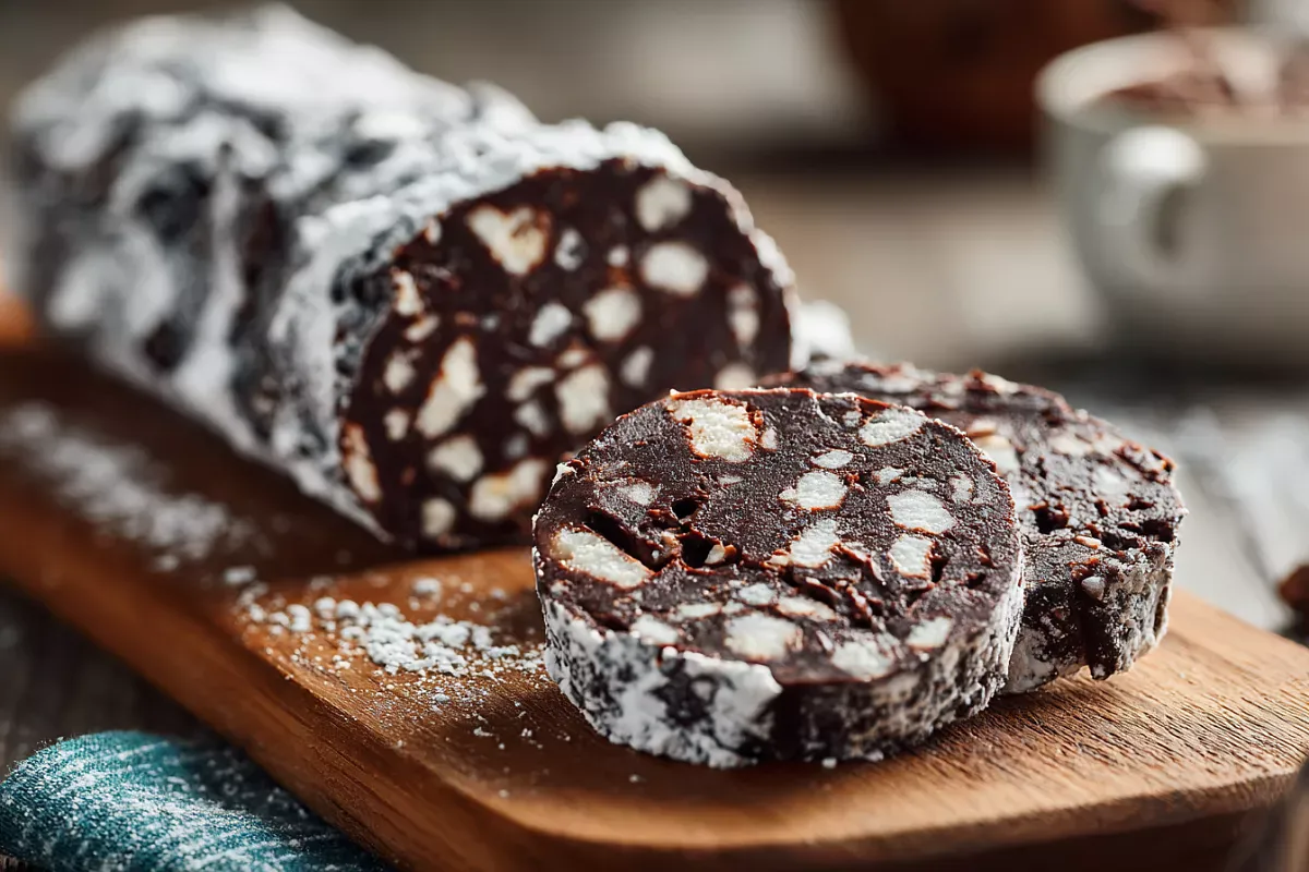 Шоколадная колбаса из детства – 10 мин замеса, пару часов в холодильнике, тает во рту без выпечки

