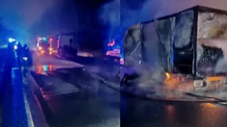 На трассе А-108 во Владимирской области ночью загорелся грузовик