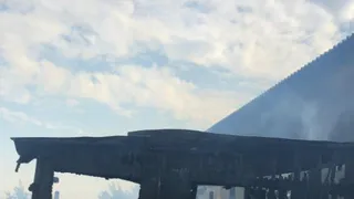 Пожар на частной пилораме в Жуковском районе