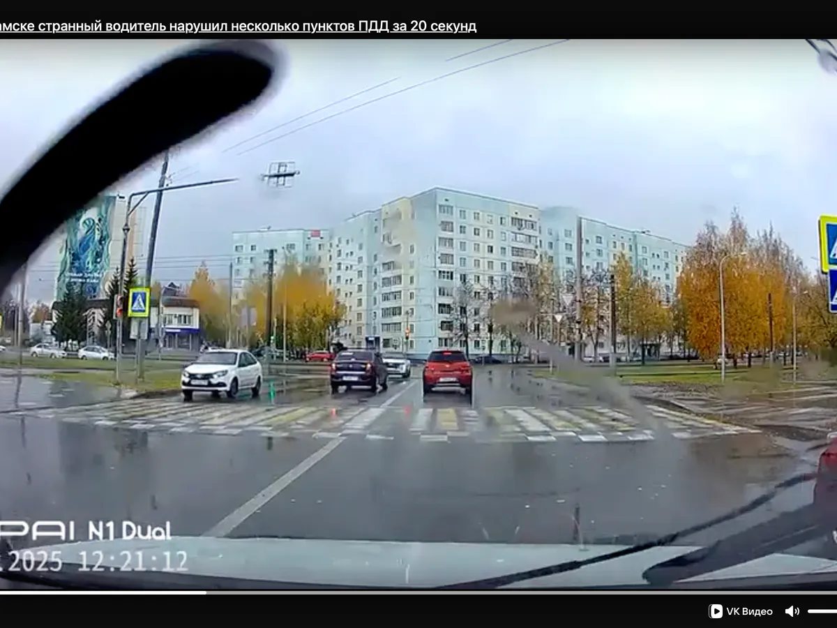По встречке на красный: в Нижнекамске водитель-нарушитель шокировал очевидцев
