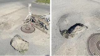 Ночью можно угодить в яму: в Дашково-Песочне провалился асфальт