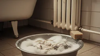 Вечером окунаю кухонные полотенца и прихватки в это - утром достаю кристально чистыми: даже вековые нагар и жир уйдут