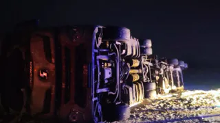 В Собинском районе перевернулся большегрузный автомобиль