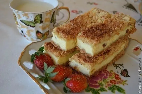 Вкуснятина к чаю - песочный пирог с творогом