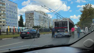 В Рязани мотоцикл влетел в новый троллейбус «Адмирал»